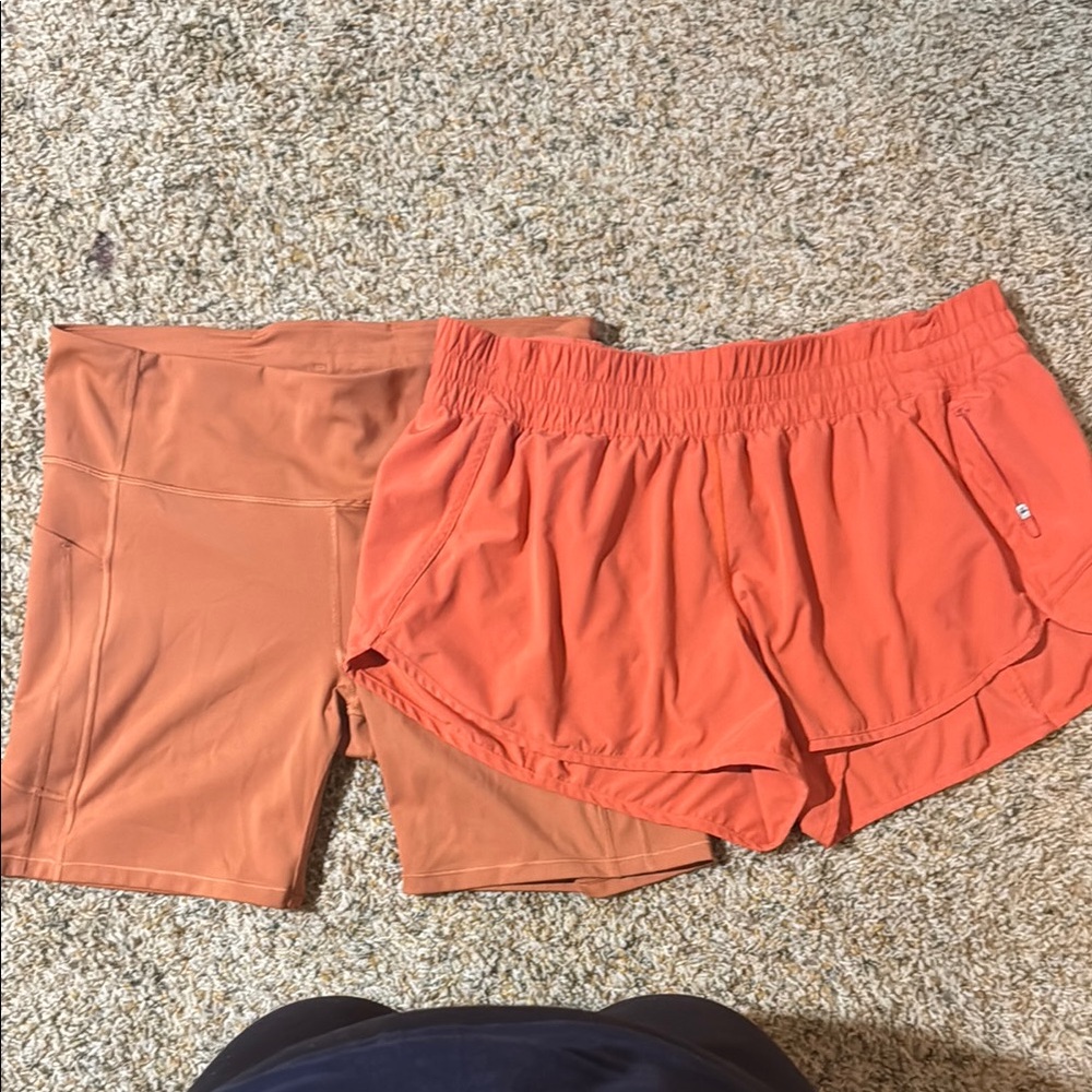 Athleta Orange Athletic Shorts Lightweight Elastic Waist